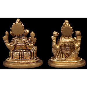รูปปั้นทองเหลือง2นิ้วทำด้วยมือคู่หินลักษมีพระพิฆเนศสำหรับให้เป็นของขวัญผลิตในอินเดีย - Product Image 3