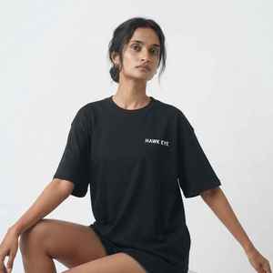 Camiseta de Algodón Negra Holgada para Mujer, Cuello Redondo, Manga Corta, Informal, con Estampado de Logotipo, Transpirable - Product Image 1