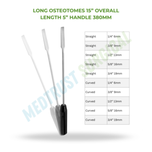 Osteótomos largos de 15 pulgadas (380 mm) para cirugía de columna vertebral, instrumento para corte óseo y osteotomía espinal - Product Image 2