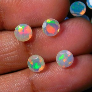 Natural 5mm Round Faceted Welo Fire <b>Opal</b> Brilliant Cut Loose Gemstone Wholesale for Jewelry Making - Product Image 3