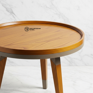 Brown Meena Wooden <b>Stool</b> – Handcrafted Decorative <b>Round</b> Accent <b>Stool</b> Traditional Wooden Side Table - Product Image 3