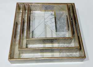 Handpainted Oriental Rectangle Tray Set with <b>Elephant</b> Pattern Decorative Serving Plates for Home <b>Decor</b> - Product Image 2