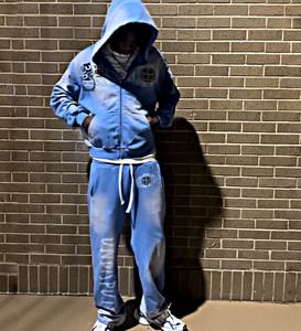 Unisex Plus Size Winter Casual Heavyweight Eco-Friendly Acid Wash Reversible Breathable Fashion Tracksuit <b>Set</b> Custom Logo - Product Image 1