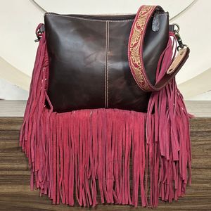 New Hot Selling Handcrafted Genuine Cowhide Leather Fringe Crossbody Sling <b>Bag</b> Western Style Jackpot Purse Perfect for Women's - Product Image 6