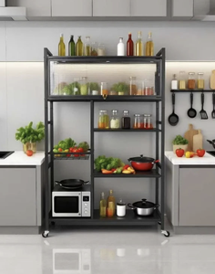 OEM/ODM Vietnam Multi Layer Fruit <b>Vegetable</b> Storage Rack with Wheels Floor to Ceiling Kitchen Organizer - Product Image 1