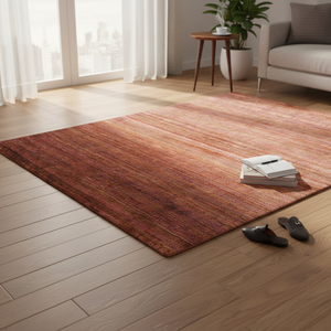 Tapis en laine noué à la main, bouclé, couleur terre cuite, minimaliste, résistant aux plis, à poils ras, pour la décoration moderne du salon - Product Image 1