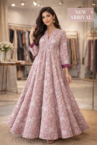 เดรสยาวพิมพ์ลายดอกไม้แบบแฮนด์บล็อก คอวี ติดกระดุม สไตล์กัลลี พร้อมขอบผ้าฝ้าย ระบายอากาศได้ดี ชุดลำลองสำหรับผู้หญิง ผลงานชิ้นเอก - Product Image 3