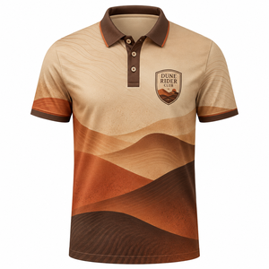 Polo de Manga Corta para Hombre Dune Rider Club, Estampado Desértico, Transpirable, Estilo Casual - Product Image 1