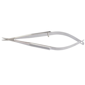 Ciseaux micro-corneiliens Castroviejo de haute qualité, lames courbées de 11 mm, manche plat, acier inoxydable, 10 cm, manuel, certifié CE - Product Image 3