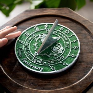 20th China <b>Wedding</b> Anniversary Brass Antique Round Sundial 2025 Gift 10" Painted - Product Image 3