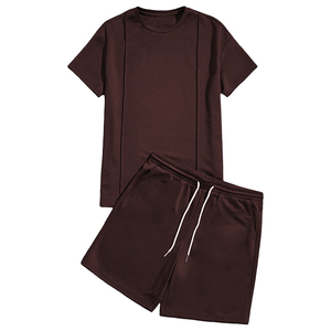 Ensemble de survêtement pour hommes Street Wear avec logo personnalisé, t-shirt 100% coton polyester et short assorti, 2 pièces - Product Image 2