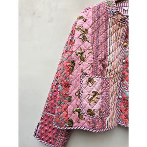Handmade Indian Bohemian Eco-Friendly Cotton Quilted Jacket Soft Winter <b>Coat</b> Silk Lining Cozy Comfort Durable Reversible Relaxed - Product Image 3