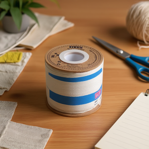 Nastro di cotone 2 cm x 10 m con motivo a spina di pesce per lavori artigianali - Product Image 2