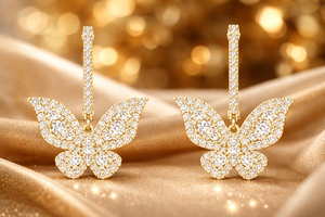 Pendientes colgantes de mariposa con circonita cúbica, hechos a mano, con diamantes, plata de ley 925, chapados en oro de 18k, para mujer - Product Image 3