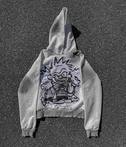 Sweat à capuche vintage personnalisé streetwear coupe classique, brodé, en coton biologique 100 % tissé, avec motif graphique unique, qualité supérieure - Product Image 1