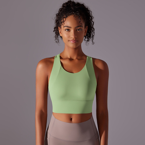 Débardeur court sans couture pour femme, couleur unie, col rond, respirant, en Spandex et Polyester, idéal pour le yoga, coupe classique - Product Image 3