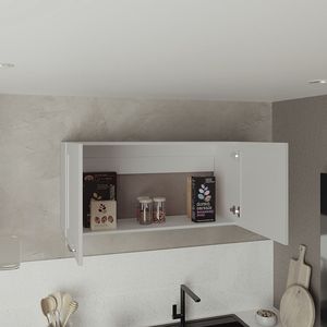 Zurich White Double-Door Wall Cabinet for <b>Kitchen</b> Wide One-<b>Shelf</b> Storage <b>Unit</b> - Product Image 2