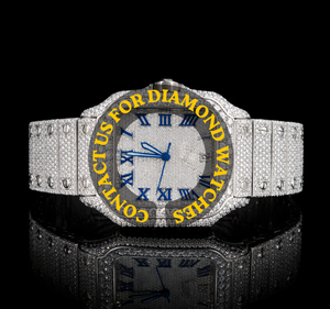 Reloj de pulsera de oro blanco para hombre, con movimiento automático personalizado, brillante, con diamantes de moissanita de calidad estándar, ideal para fiestas. - Product Image 3