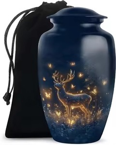 Urna Funeraria de Vidrio Personalizada con Diseño de Bosque de Pinos Invernal y Tapa de Cúpula, Diseño Vintage, Ecológica, Tamaño Completo - Product Image 5