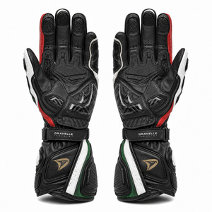 ถุงมือแข่งรถ Dainese แบบเต็มนิ้ว หนังแท้ สีดำ ขาว แดง เขียว สายรัดข้อมือปรับได้ ปิดด้วยแถบตีนตุ๊กแก ป้องกันการกระแทกขณะขับขี่ - Product Image 2