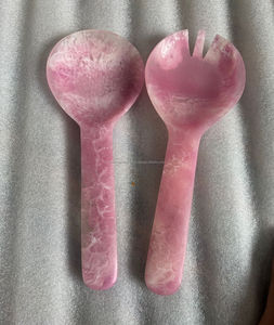 Cubiertos de resina al por mayor a precios directos de fábrica Servidor de ensalada de resina de mármol piedra Servidor de ensalada de resina Aqua Swirl - Product Image 5