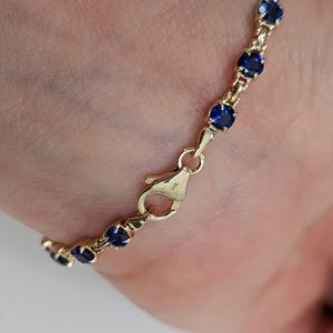 Sapphire Claw Prong Tennis Bracelet 925 Sterling Silver 14K Gold Plated Fully Customizable Luxury Jewelry - Product Image 4