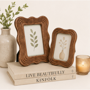 Wholesale Wavy <b>Wood</b> <b>Picture</b> <b>Frame</b> Custom Scalloped Wooden Photo <b>Frame</b> Desk Tabletop Display <b>Frame</b> for Living Room Home Decor - Product Image 3