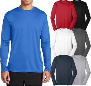 T-shirt à manches longues décontracté pour homme 100% coton Motif solide Logo avant Tissu tricoté Design - Product Image 4