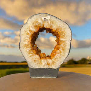 Geoda de Cuarzo Citrino de Primera Calidad, Racimo de Geoda de Citrino Natural en Bruto, Rebanada de Geoda de Citrino Amarillo Oscuro, Decoración, Regalo, Venta al por Mayor - Product Image 1