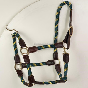 Nouveau licou de cheval en corde tressée durable avec renfort en cuir véritable et matériel en laiton réglable et confortable pour un usage quotidien - Product Image 5