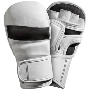 Gants de combat MMA blancs personnalisés en gros, gants d'entraînement de Taekwondo, Karaté, Arts Martiaux à paume ouverte, gants de grappling, gants de frappe - Product Image 1
