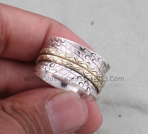 Unisex Customisable 925 Sterling Silver Vintage <b>Boho</b> Handmade Meditation <b>Ring</b> for Weddings and Parties - Product Image 3