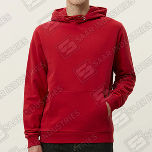 Sudadera con Capucha Roja Ikhlas Sports, Poliéster/Algodón, Corte Holgado, Bolsillo Canguro, Capucha con Cordón, Ropa Casual Urbana Unisex - Product Image 2