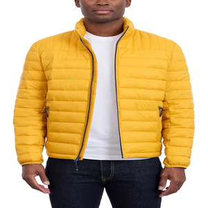 <b>Men</b>’s Minimalist Puffer Jacket Lightweight Warm <b>Winter</b> Outerwear with Sleek Quilted Panels and Comfortable Stand Collar - Product Image 5