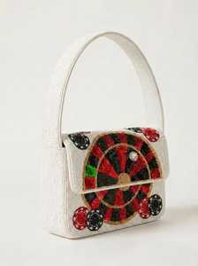 Sac à main rectangulaire lavable fait main ALI FASHION ART avec broderie œil bleu et perles de verre, artisanat textile - Product Image 1