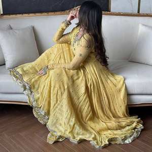 Nuevo Vestido Anarkali de Diseñador para Mujer, Georgette Sintético, Listo para Usar, de Secado Rápido, para Exportación Mundial desde India - Product Image 1