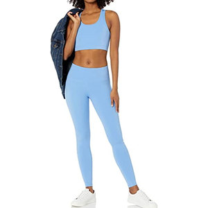 Light Blue High Waisted Yoga <b>Leggings</b> Women's 100% Cotton Breathable Seamless Workout Pants with <b>Pockets</b> Full Length Activewear - Product Image 5