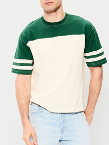 T-shirt en coton color block de qualité supérieure pour homme, streetwear décontracté, manches courtes, logo personnalisé, t-shirt color block, coton de haute qualité - Product Image 2