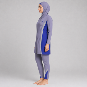 Ensemble Burkini musulman 4 pièces pour femmes, couvrant entièrement le corps, manches longues, couleur unie, séchage rapide - Product Image 5