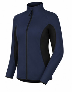 Women's Navy Blue Full Zip <b>Cycling</b> Jacket Windproof Polyester Long Sleeve Sport Wear - Product Image 1