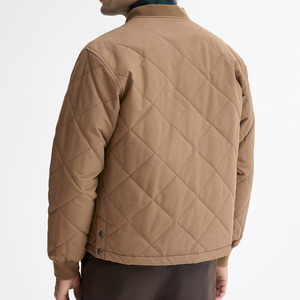 Blouson bomber matelassé pour homme, couleur unie, col montant, fermeture éclair, vêtement décontracté pour l'automne - Product Image 3
