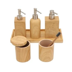 Juego de Accesorios de Baño de Resina con Acabado de Madera, Suministrado por Fábrica - Product Image 5