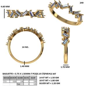 Bague élégante en or rose avec diamant taille émeraude, cultivé en laboratoire, empilable, pour mariage ou anniversaire, style joaillerie fine - Product Image 3
