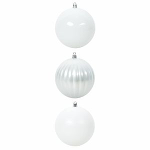 Ensemble de boules de Noël en plastique blanc, 3 pièces, ornements ronds pour la décoration de l'arbre - Product Image 4