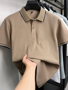 Men's Black for Shirt Short Sleeve Digital Printing Logo Breathable Casual Jersey Knitted Polyester/Cotton Solid Front Design - Product Image 6
