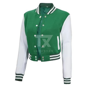 Latest Design Oversized Cropped Varsity <b>Jacket</b> Women <b>Winter</b> Wear Chenille Embroidery Patch - Product Image 1