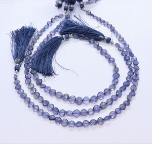 Perles de pierre d'iolite naturelle facettées en forme de cœur, 5-6 mm, perles d'iolite en forme de cœur percées sur une longueur de 10 pouces pour la création de bijoux - Product Image 2