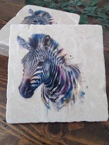 Posavasos de Mármol con Diseño de Zebra Safari, Decoración Rústica con Arte Animal, Elegantes Posavasos de Piedra para Mesa - Product Image 3