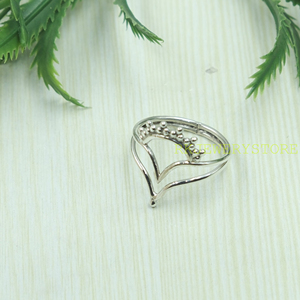 Anillo Abierto Minimalista de Plata de Ley 925, Hecho a Mano, Ajustable, Diseño Abstracto Geométrico de Ondas y Puntos, Joyería Moderna para Mujer, Unisex - Product Image 3