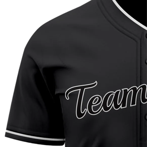 Camiseta Deportiva Negra de Béisbol, Manga Corta, con Botones, Uniforme Deportivo, Transpirable, de Poliéster, para Entrenamiento en Equipo - Product Image 4